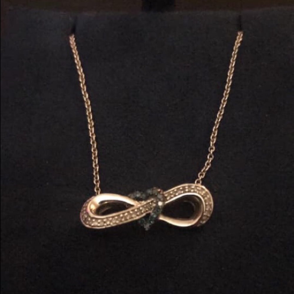 Ladies Blue Diamond Sterling Silver Necklace